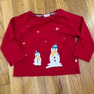 Frugi Snowman Long Sleeved Toddler Shirt 2-3y